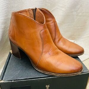 Frye Tan Leather Ankle Booties
